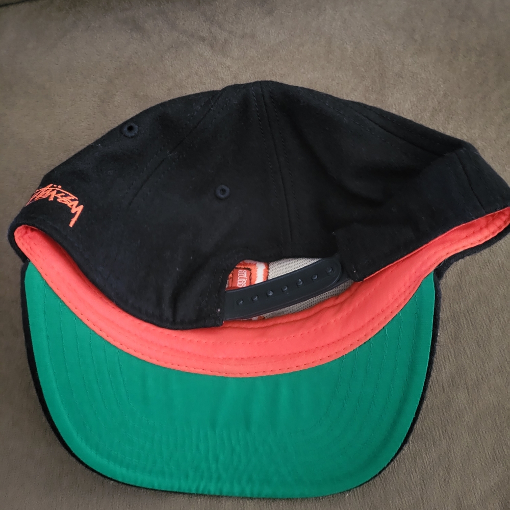 Stussy Hat Cap Mens Snap Back Navy Blue S Logo Wool Blend Streetwear Stüssy - Picture 4 of 9